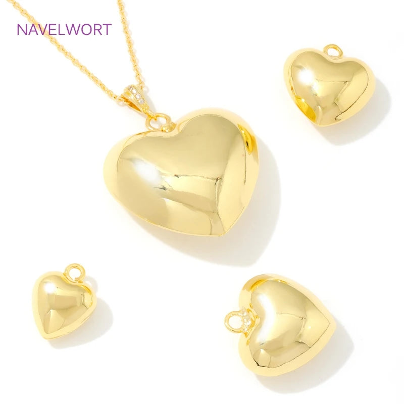 Pendants For Jewelry 18K Gold Plated Brass Heart Charms Pendants For Fashion Necklace Making Supplies DIY Jewelry Accessories