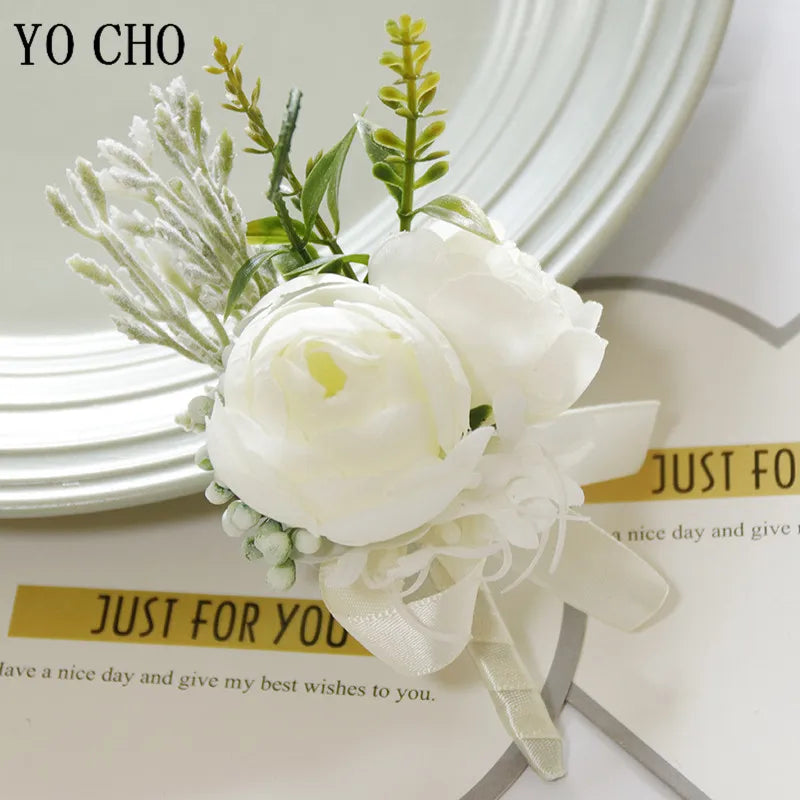 White Brooches Man Suit Shirt Collar Lapel Pin Brooch Pins Wedding Party Accessories Bridesmaid Bracelet Flowers Corsages Flower