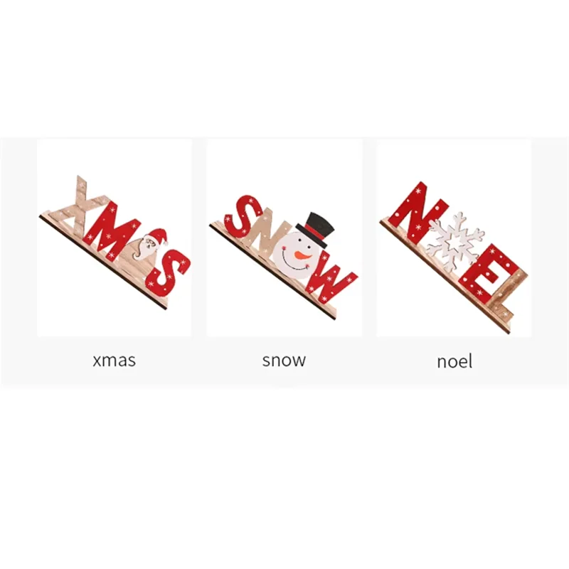 Christmas Decorations  English Signs Wooden Decorative Ornaments Elderly People Snowmen Desktop Counter Ornaments Without Lights