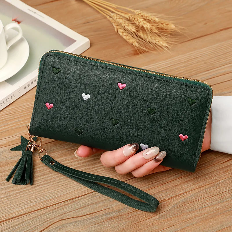 Women Long Wallets Purses Luxury Love Heart Wallets for Ladies Girl Money  Pocket Card Holder Female Wallets Phone Clutch Bag