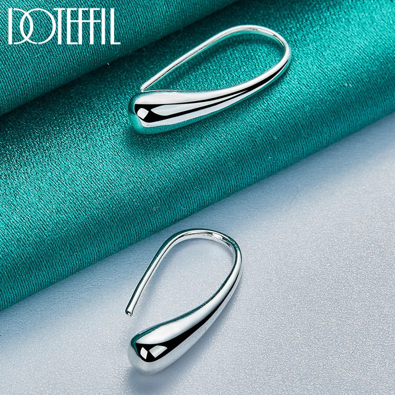 DOTEFFIL 925 Sterling Silver Water Droplets/Raindrops Stud Earrings For Woman Wedding Engagement Fashion Party Charm Jewelry