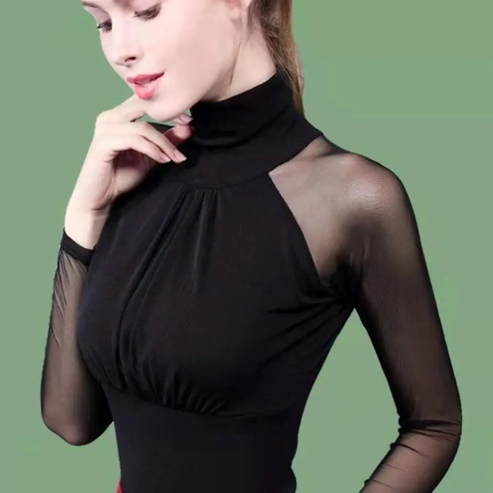 Women's T Shirts Female Tops 2024 Clothes  Glitter Sequin Black Tshirts Rhinestone Mesh Novelties Kpop Korea Stylish Fitted Tees