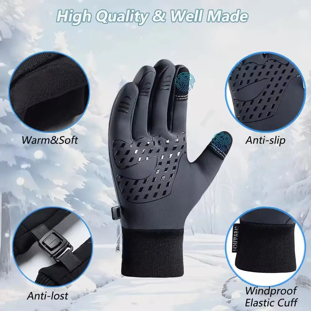 Winter Gloves for Men Women - Waterproof Thermal Glove for Cold Weather,for Running Cycling with Touchscreen Finger