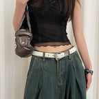 Ins Designer Women's Belt Luxury PU Leather Metal Buckle Waist Belt Casual Red Black White Dress Jeans Belt Female