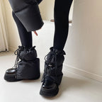 30/42cm New Thick Leg Warmer Women Ankle Warmer Drawstring Padded Puffer Split Boot Cuffs Adjustable Calf Gaiters Winter