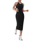 Women's sweater dresses, round neck, solid color, versatile, without belt, knitted sweater dress