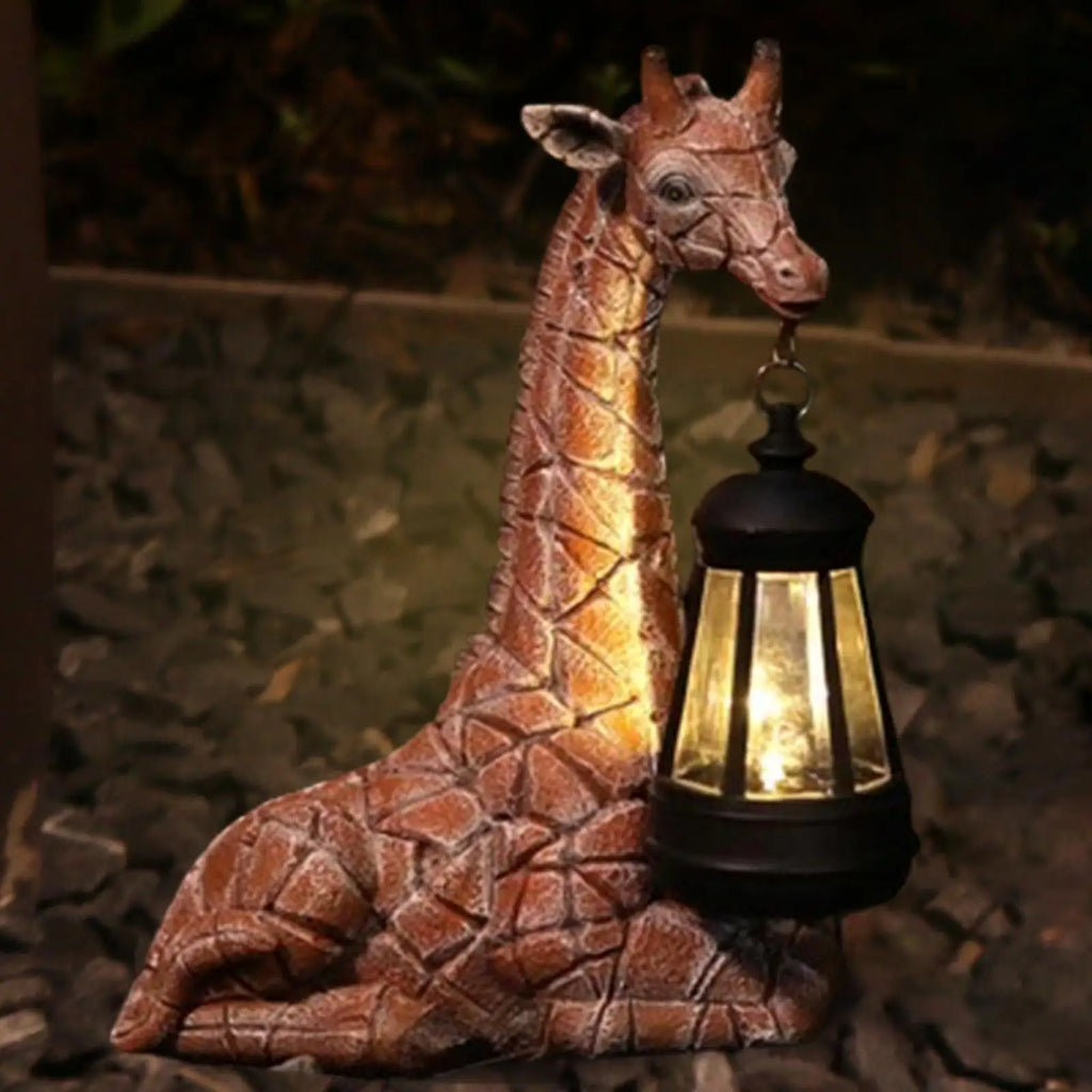 Garden Giraffe Statue Animal Sculpture with Solar Light Nice Gift Collectibles