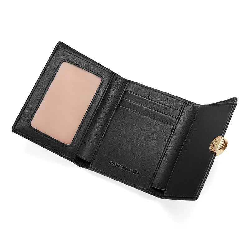 GOLF Wallets for Women Leather Money Card Wallet Vintage Small Purses Ladies Short Folding Black Wallets Female Photo Holders