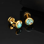 Natural Stone Stud Earrings for Men Boys,Stainless Steel Plated Round Small Earring,Stylish Jewelry Gifts
