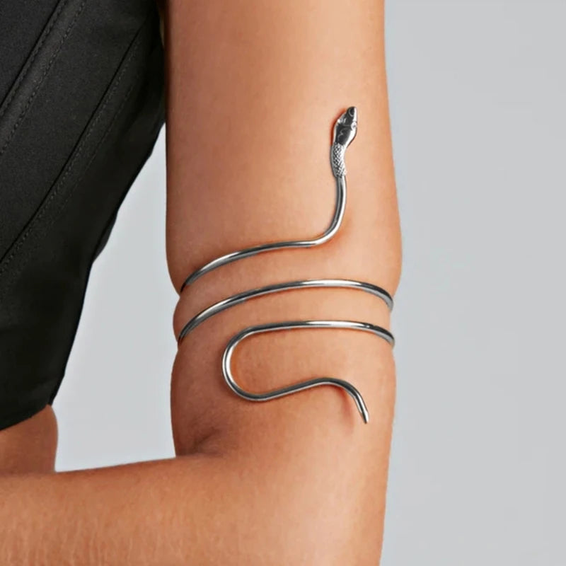 Upper Arm Bracelet Metal Coil Swirl Spiral Shape Armband Cuff Fashion Simple Arm Bangle Armlet Adjustable for Women Girl