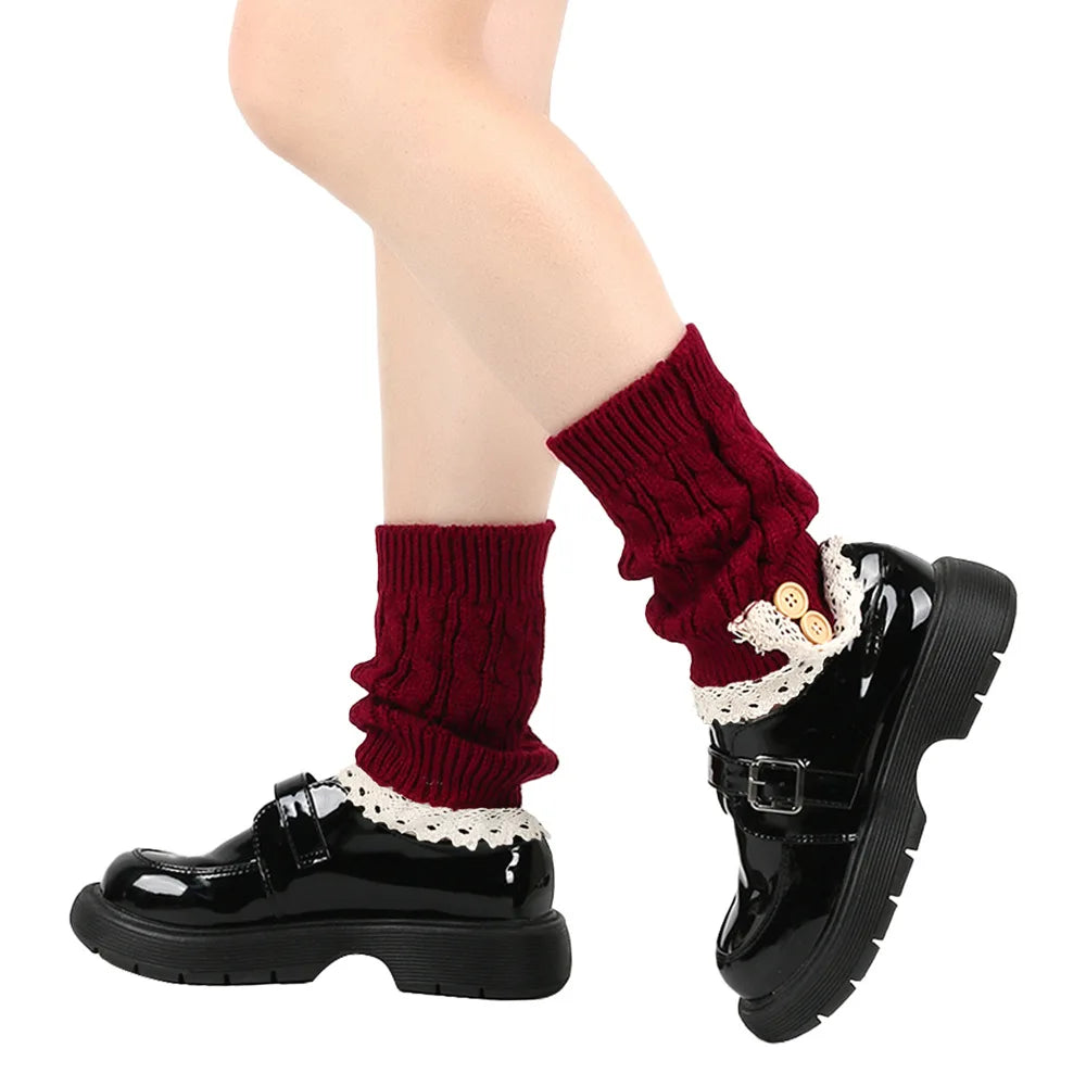 Leg Warmers Ankle Womens Winter Warm Stretch Slouch Thermal Ladies Thick Wool Cuffs Knitted Boot Socks Female Gaiter Lolita