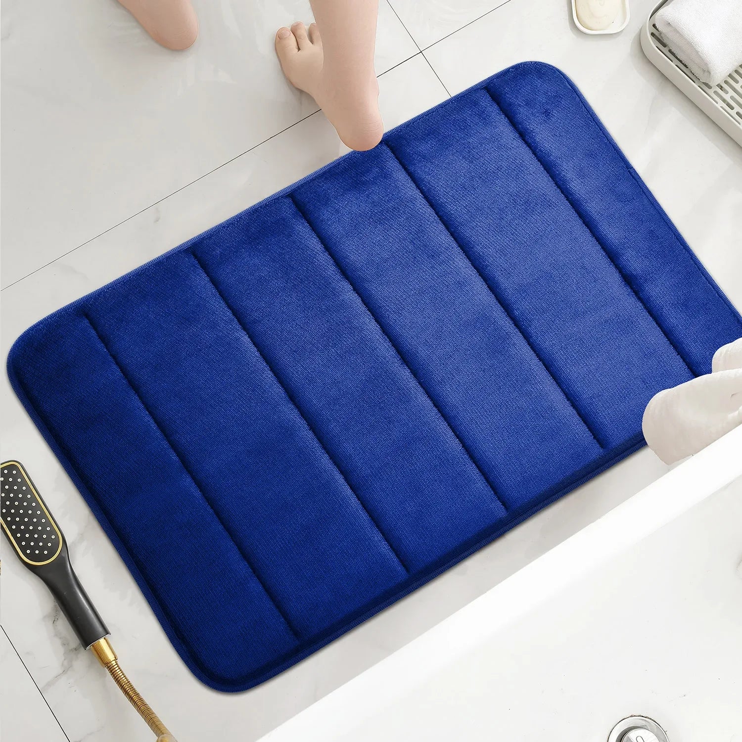 Bathroom Coral Velvet Anti-skid Mat,Quick Water Absorption,Dry Machine Washing,Toilet Mat,SoftComfortable, Easy Mat Bathroom Use