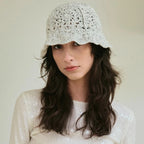 Korean Retro Hollow Crochet Knitted Bucket Hats for Men Women Summer Autumn Versatile Show Face Small Casual Basin Cap Bob Homme