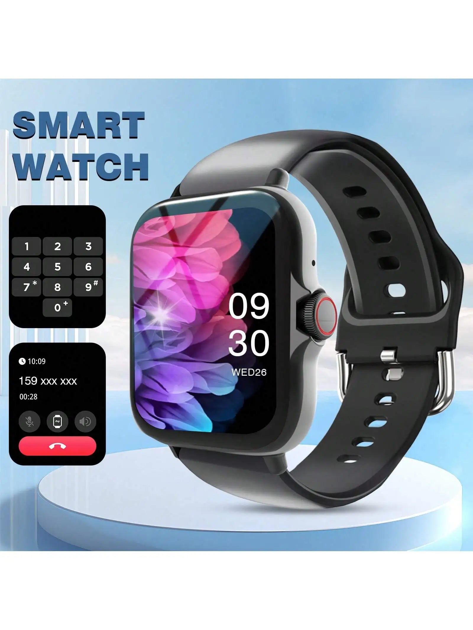 Smart Watch with 1.68-Inch HD Display – Wireless Calling/Dialing, Alarm/Message Notifications, Fitness Tracking, Music Control.