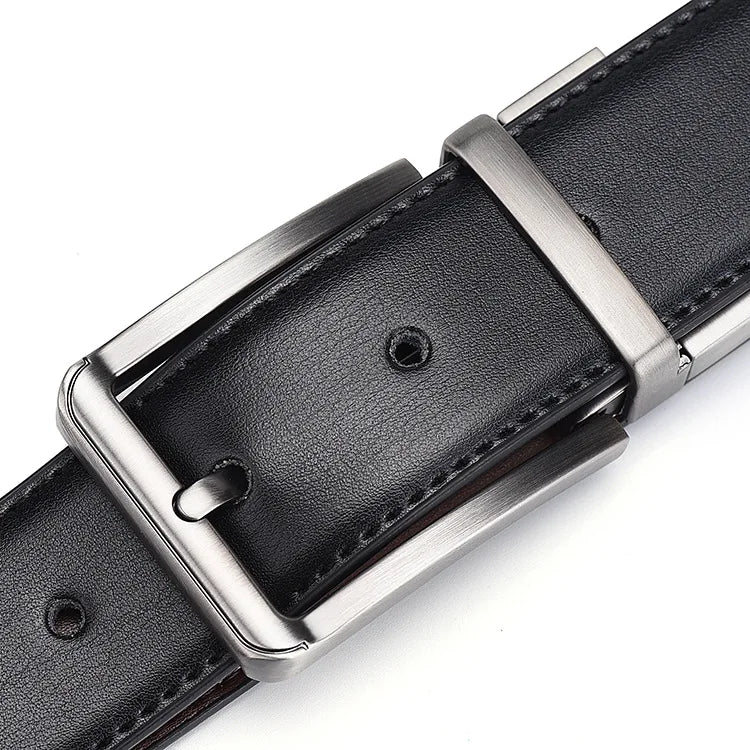 Genuine Leather Belt Double sided belt Men Belt Laser engraving Luxury Strap Male New Fashion Retro pin buckle High Quality