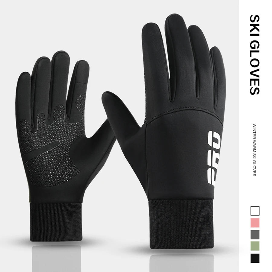 Winter Warm Gloves for Men with Thick Velvet, Windproof and Waterproof, Touchable Screen, Sports Running, Driving, Outdoor Cycli
