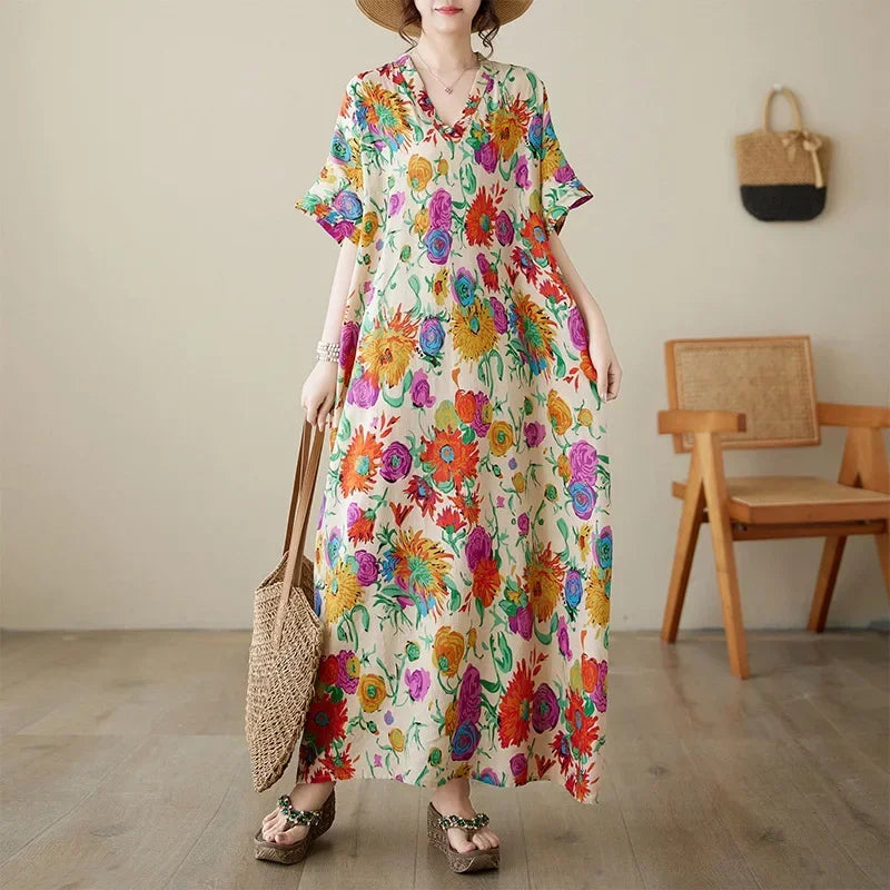 Summer Dress for Women Clothing Long Dress Fashion Clothes Cotton Vintage Harajuku Elegant Streetwear Maxi Beach Dresses