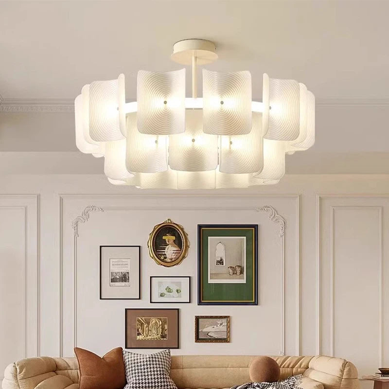 Creative Living Room Large Chandelier Minimalist Wabi Sabi LED Chandelier For Villa Bedroom Home Nordic White Lobby Hanging Lamp