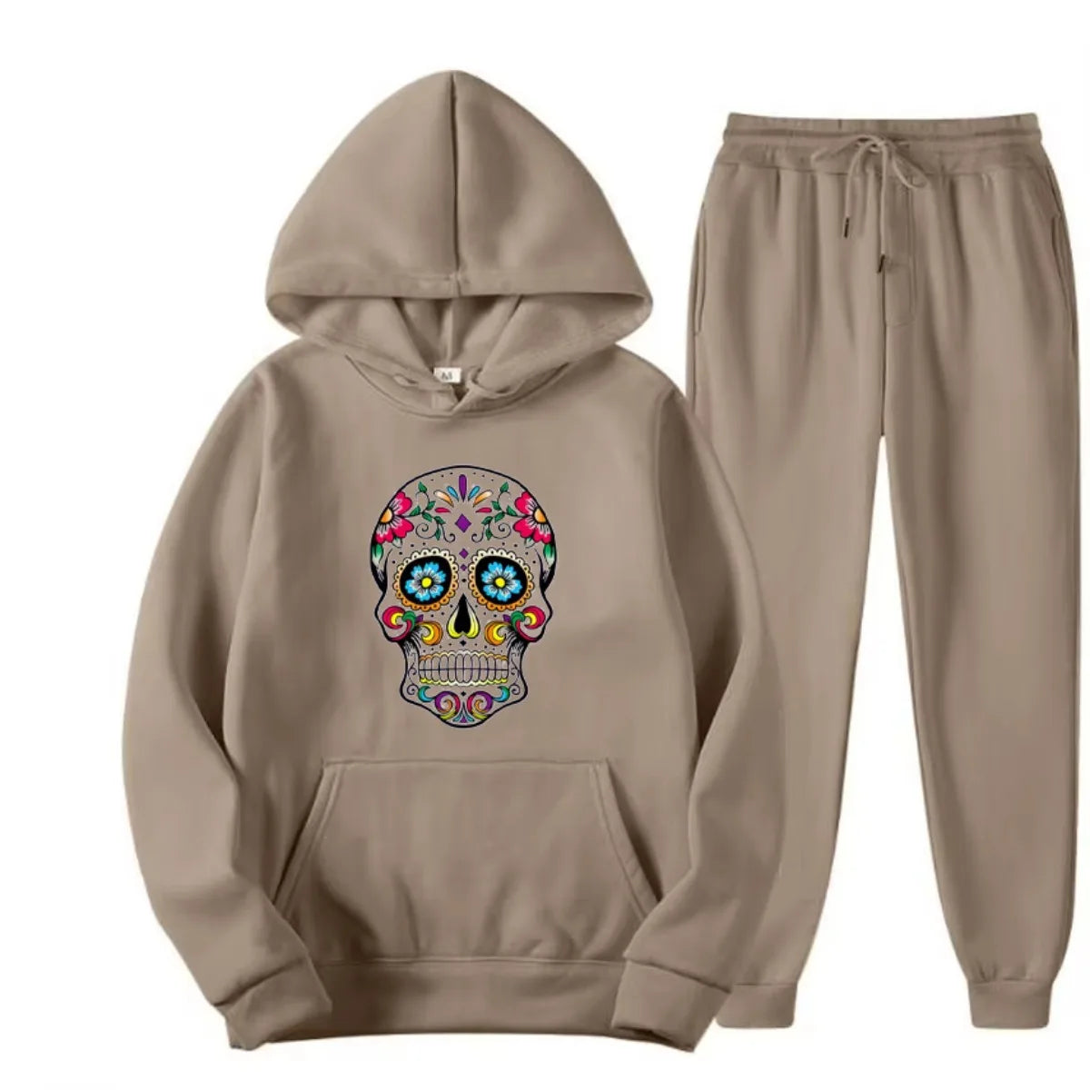 Men's Hoodie Set, High-quality 100% Cotton, Street Style, Loose and Cool, Skull Print, Autumn and Winter
