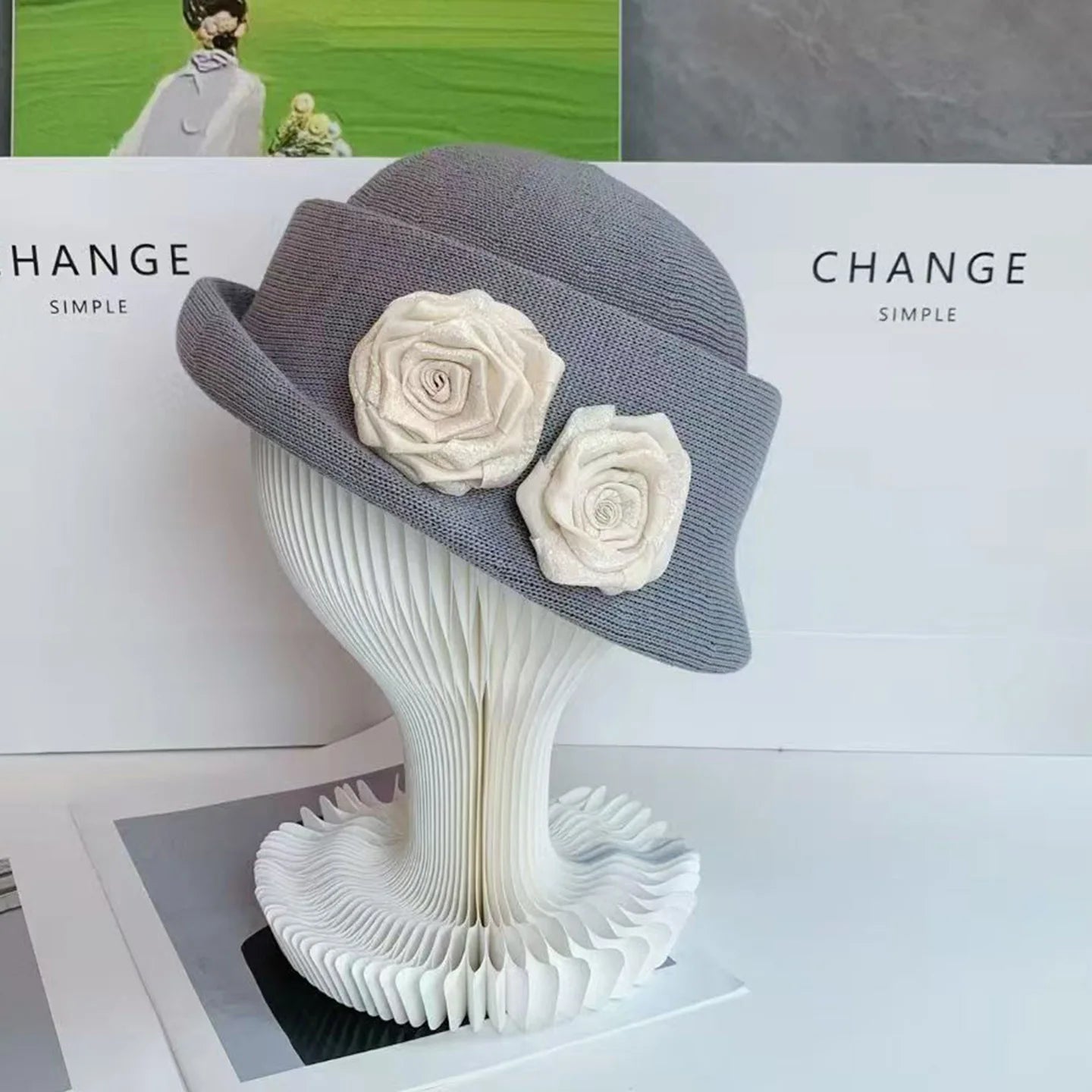 Women Hats Three-dimensional Flower Design  Styling Fedora  Autumn New Elegant Socialite Caps  Fascinator Cap MAXSITI U