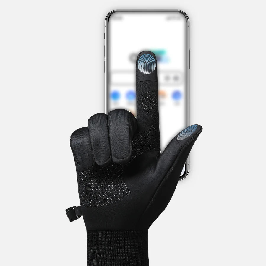 Winter Warm Gloves for Men with Thick Velvet, Windproof and Waterproof, Touchable Screen, Sports Running, Driving, Outdoor Cycli