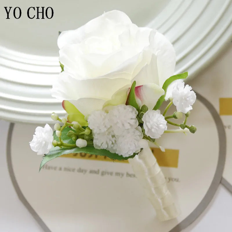 White Brooches Man Suit Shirt Collar Lapel Pin Brooch Pins Wedding Party Accessories Bridesmaid Bracelet Flowers Corsages Flower