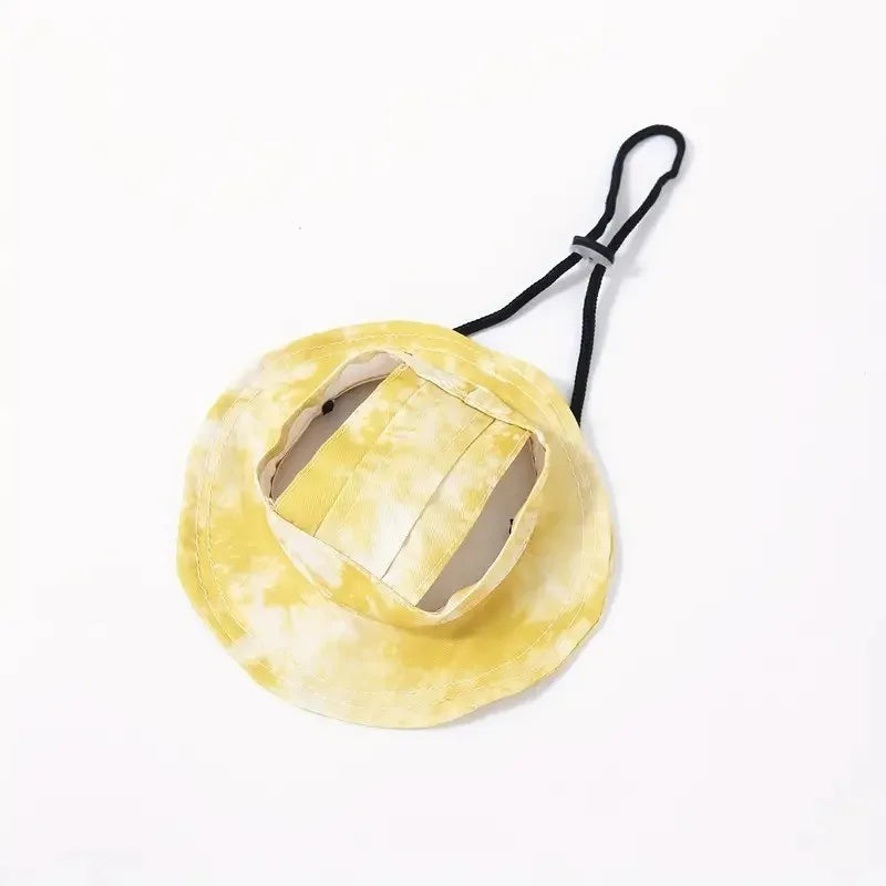 Pet Hats Cats Dogs Summer Sun Hats Open Ears Breathable Comfortable and Cute Bucket Hats Anti-strangulation Necks Adjustable