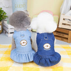 Pet Denim Pet Dresses Dress for Dog Small Dog Pet Dresses Clothes Cowboy Dress Sundress with Leash Ring Spring Summer Soft Sweet Skirt Pet Costume