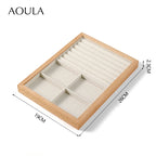 Stackable Ring Earring Jewelry Storage Multi Use Tray Bracelet Necklace Display Stand Holder Wooden Counter Top Drawer Organizer