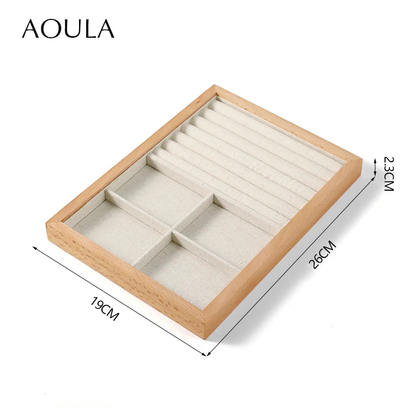 Stackable Ring Earring Jewelry Storage Multi Use Tray Bracelet Necklace Display Stand Holder Wooden Counter Top Drawer Organizer