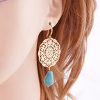 Drop Earrings Dangle Bohemian Metal Carving Hollow Pattern Crystal Water Charm 2023 New Hot Fashion Jewelry Accessories Brand Ms