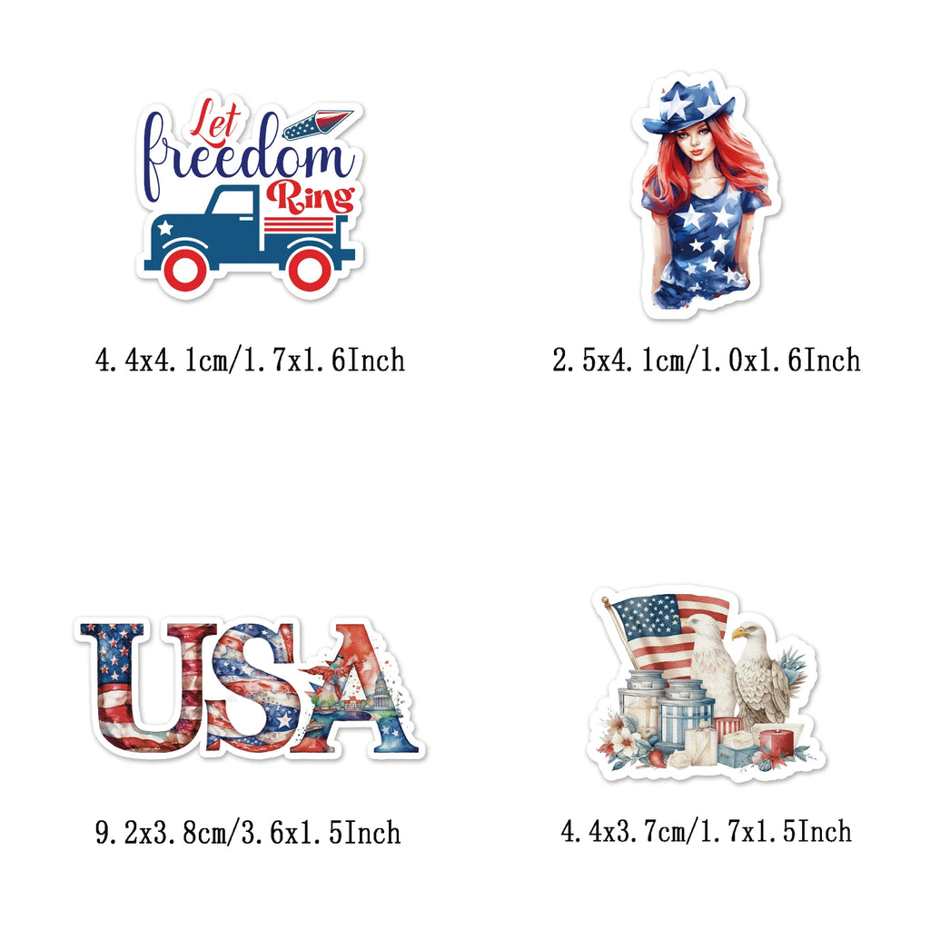 53 Pcs Patriotic American Flag Stickers, Vinyl 4th of July Decals for Festive Independence Day
