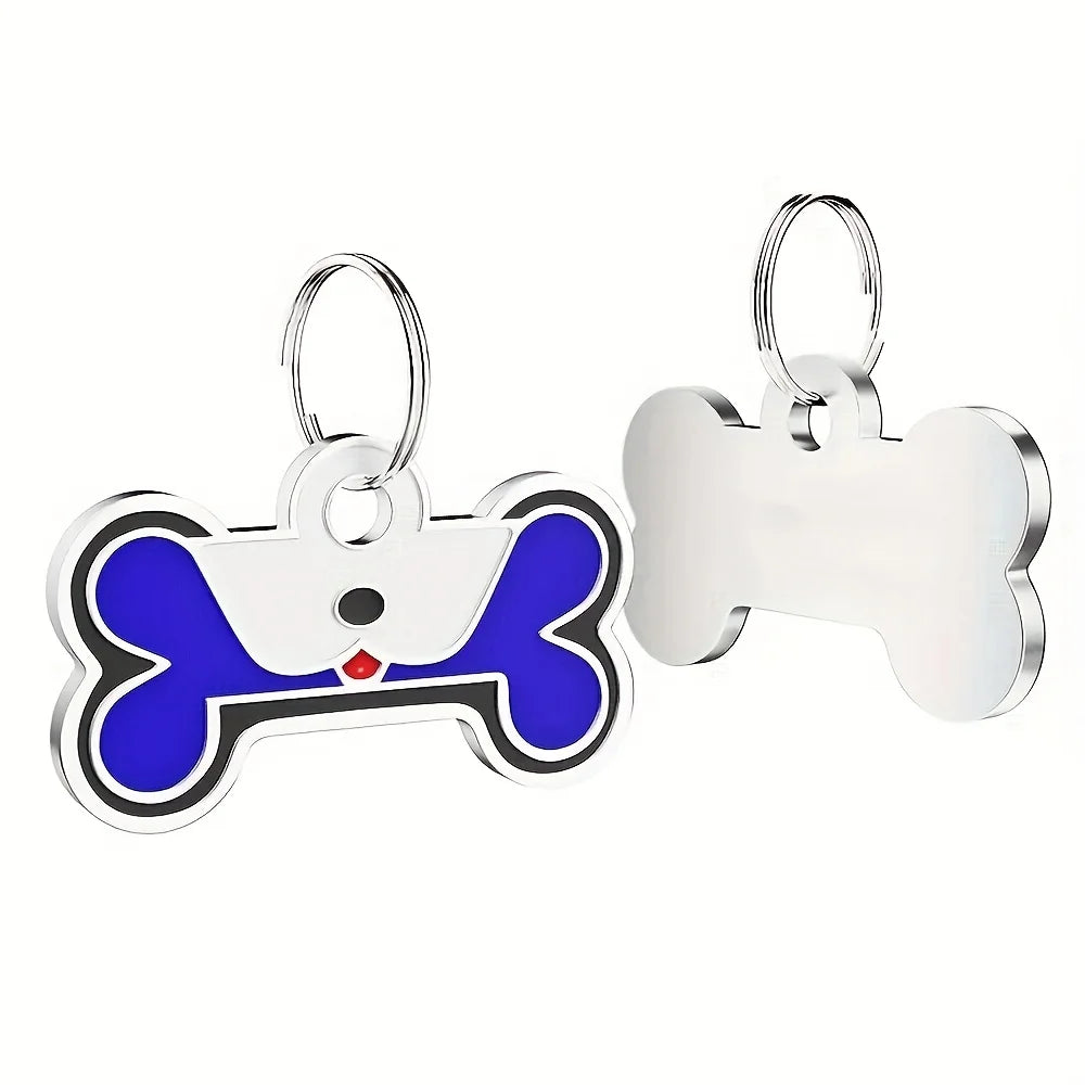 Custom Tags Custom Engraved Pet ID Tags, Personalized with Name, Birthday, Phone, Address - Durable Zinc Alloy Bone-Shaped Collar Pendant -