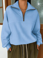 women's hoodies Women's Hoodies Tops New Autumn And Winter Women's Casual Loose Fashion Solid Long-sleeve Zipper Pullover Lapel Sweatshirt Women