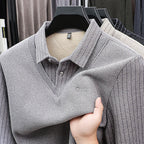 Winter vacation two sweaters men's polo shirt with a collar and long sleeves, thick and warm base shirt