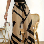 Women Clothing Wide Leg Pants For Women 2025 Fashion Striped Print Pantalones Spring Summer Casual Loose Lace Up Ropa De Mujer