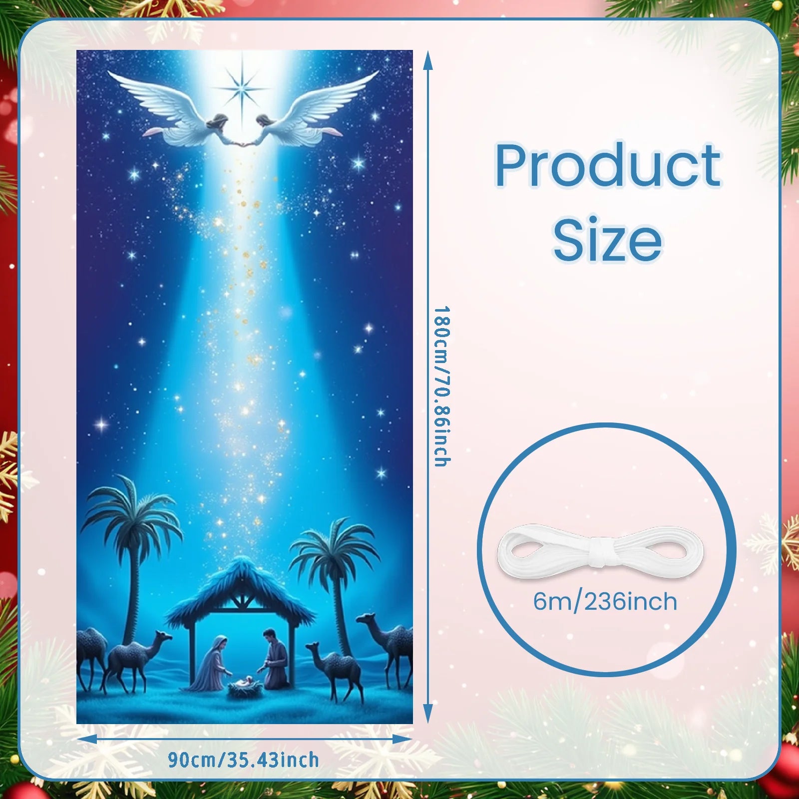 Christmas Banner Red Ornaments Holiday Decoration Snowflake Pattern Winter Festivities for Home Decoration Holiday Celebration I