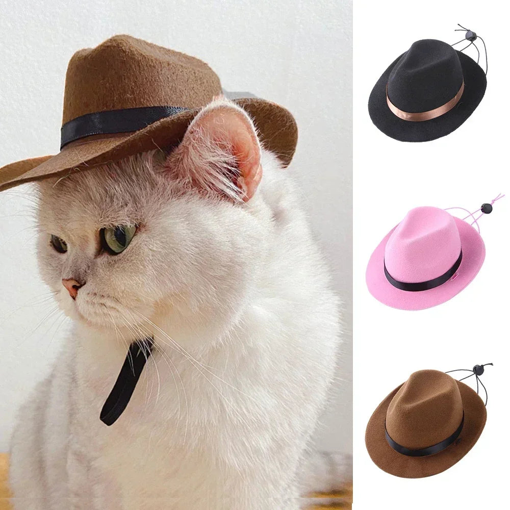 Pet Hats Dog Cat Western Cowboy Hat Halloween Pet Outdoor Caps  Funny Retro Photo Prop Dog Accessories Doll Decor Pet Products