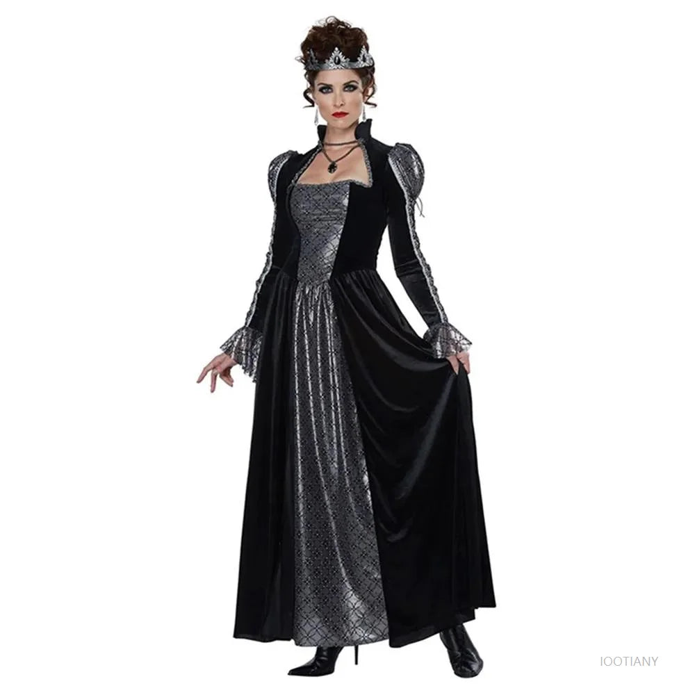 Halloween Day of the Dead Sexy European Medieval Retro Court Gothic Poison Queen Evil Vampire Costume Carnival Party Devil Witch