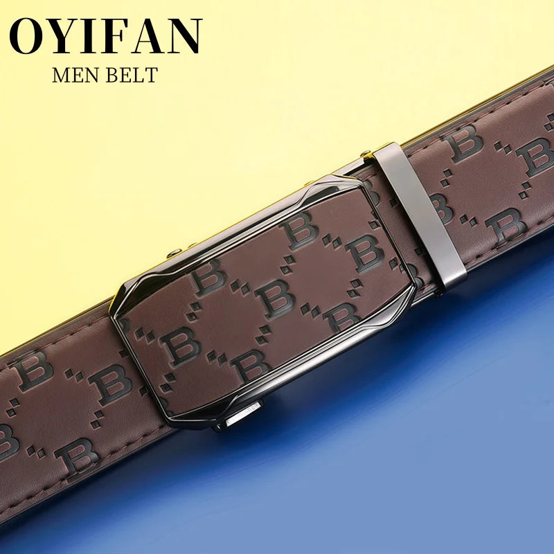 Fashion Designer Belt Men Automatic Buckle Belt Genuine Leather Belt Personalised Printed Strap Casual Business Men's Belt