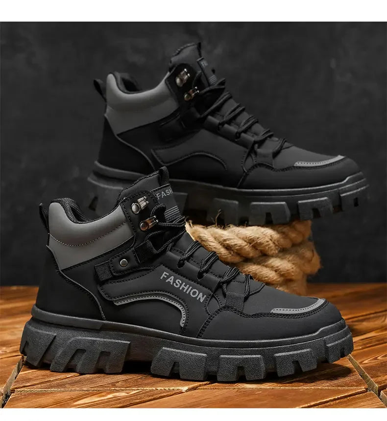 Male Footwear Rubber Men's Shoes 2025 Autumn New Casual Shoes High Top Outdoor Waterproof Anti Slip Man Ankle Boots