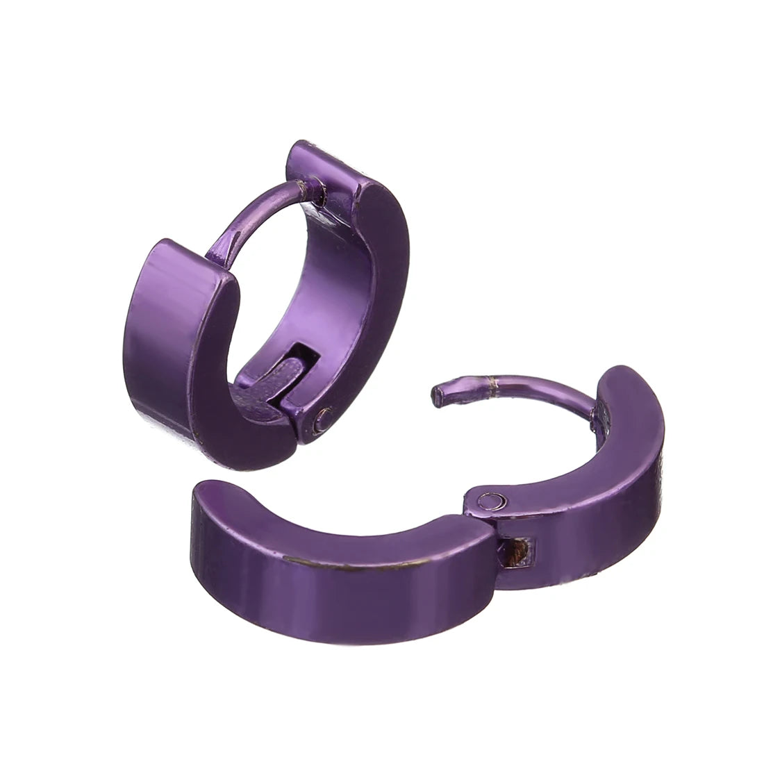 1Pair 14mm Colorful Stainless Steel Round Stud Popular Earring Hoops For Women Simple Metal Circle Small Earrings Jewelry Supply