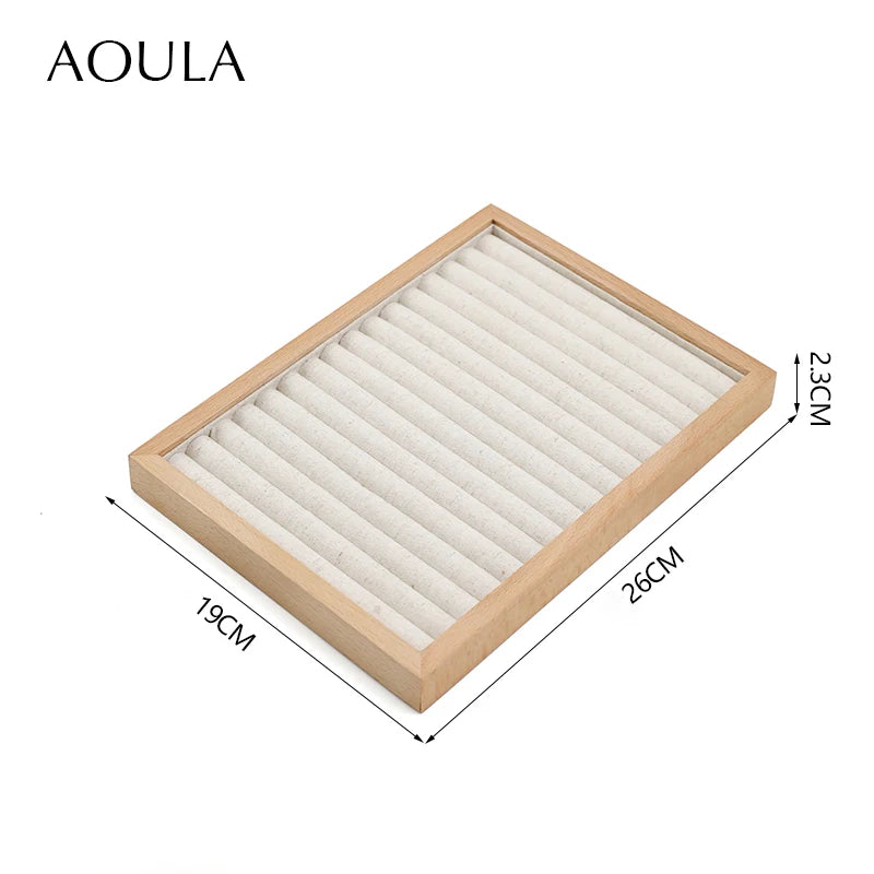 Stackable Ring Earring Jewelry Storage Multi Use Tray Bracelet Necklace Display Stand Holder Wooden Counter Top Drawer Organizer