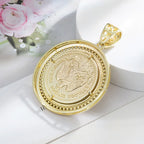 Pendants Catholic  virgin guadalupe  14K Gold Plated  50 Peso CZ  Medal Style  pendant for men  accessories Religious Pendants