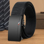 Men's Belt Outdoor Leisure Sports Belt Toothless Quick Release Automatic Buckle Quality Black Belt