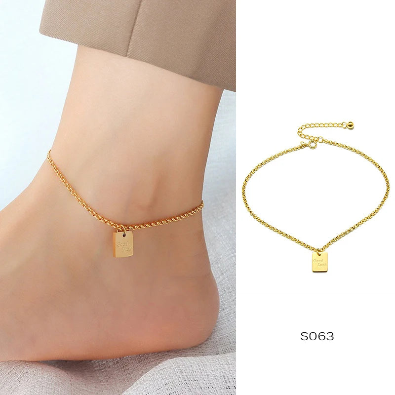 Anklets For Women Stainless Steel 18K Gold Plated High Quality No Tarnish Women's Ankle Bracelets Foot Chains Luxury Ankle Strap