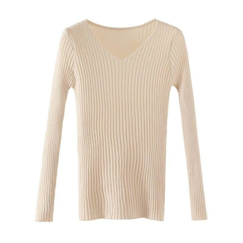 Sweater Autumn and Winter  Long Sleeved Tight Versatile Low-neck Bottoming Shirt Women's Slim Pullover Knitted Sweater  Women