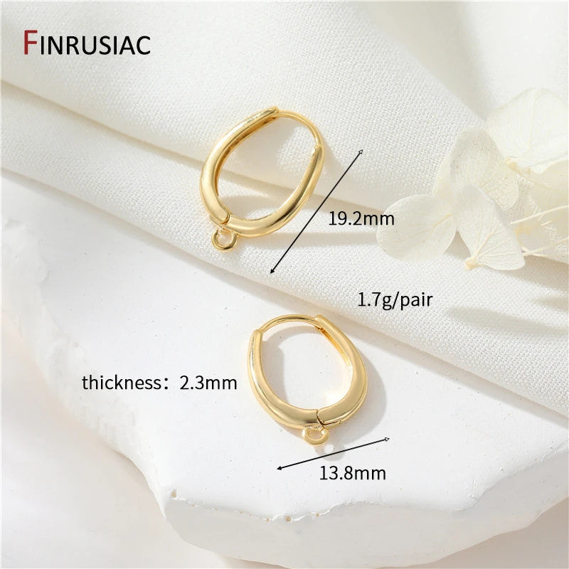 14K Gold Plated Earring Hooks Round Hoop Earrings For Jewelry Making Supplies,Fasteners For Earrings,DIY Earring Accessories