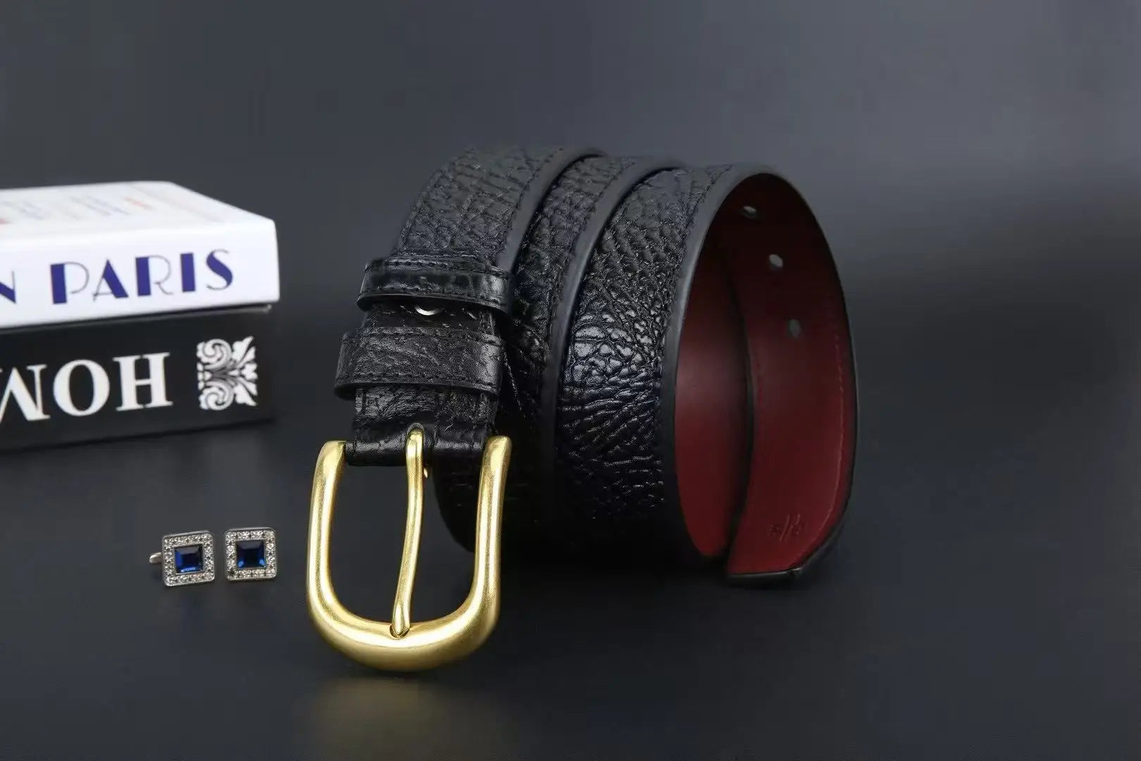Men's leather belt made of buffalo hide, high-end trousers belt, durable with solid brass buckle, suitable for casual wear, tren