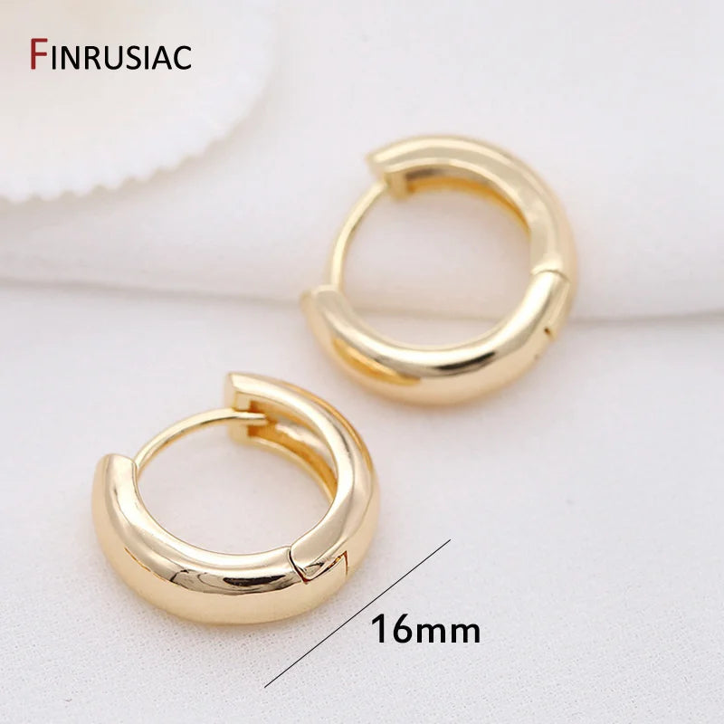 New Trendy Real Gold Plated Round Hoop Earrings For Women Girls Ladies Big Hoops Gold Circle Ring Earrings Party Gift